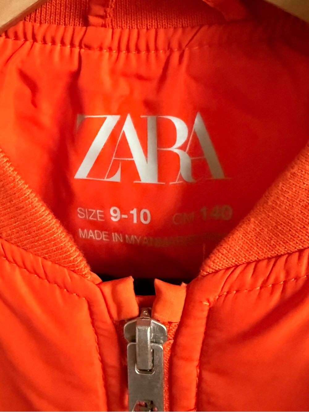 Zara Kids Bright Orange Puffer Bomber Jacket - Picture 2 of 3